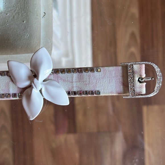 ❤️VINTAGE❤️. RARE Christian Dior monogram trotter choker w/ rhinestones & flower - Picture 6 of 8